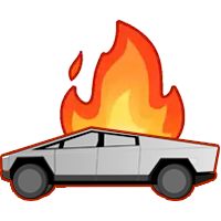 tesla cybertruck on fire